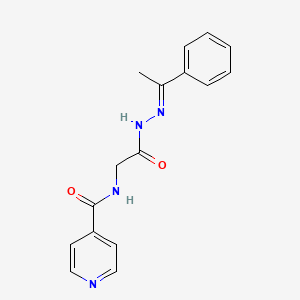 molecular formula C16H16N4O2 B3856650 N-[2-oxo-2-[(2E)-2-(1-phenylethylidene)hydrazinyl]ethyl]pyridine-4-carboxamide 