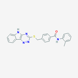 molecular formula C24H19N5OS B385689 N-(2-methylphenyl)-4-[(5H-[1,2,4]triazino[5,6-b]indol-3-ylsulfanyl)methyl]benzamide 