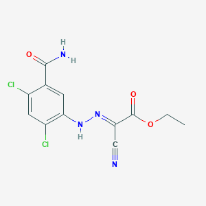 molecular formula C12H10Cl2N4O3 B3856986 ethyl (2E)-2-[(5-carbamoyl-2,4-dichlorophenyl)hydrazinylidene]-2-cyanoacetate 