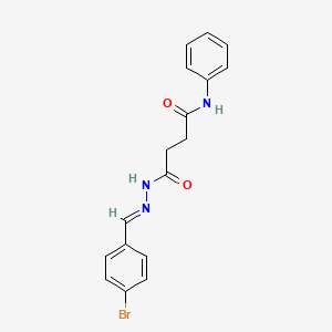 molecular formula C17H16BrN3O2 B3857020 N'-[(E)-(4-bromophenyl)methylideneamino]-N-phenylbutanediamide 