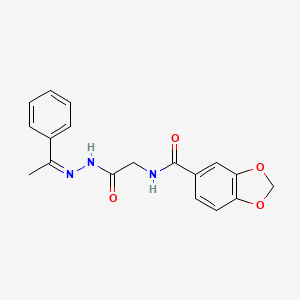 molecular formula C18H17N3O4 B3857120 N-[2-oxo-2-[(2Z)-2-(1-phenylethylidene)hydrazinyl]ethyl]-1,3-benzodioxole-5-carboxamide 