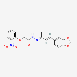 molecular formula C19H17N3O6 B3857128 N-[(E)-[(E)-4-(1,3-benzodioxol-5-yl)but-3-en-2-ylidene]amino]-2-(2-nitrophenoxy)acetamide 