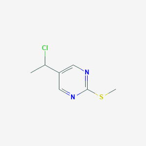 molecular formula C7H9ClN2S B038572 Pyrimidine, 5-(1-chloroethyl)-2-(methylthio)-(9CI) CAS No. 120717-48-8