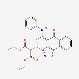molecular formula C28H24N2O6 B3857266 diethyl {5-[(3-methylphenyl)amino]-6-oxo-6H-anthra[1,9-cd]isoxazol-3-yl}malonate 
