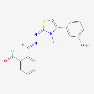 molecular formula C18H15N3O2S B385728 phthalaldehyde 1-[(4-(3-hydroxyphenyl)-3-methyl-1,3-thiazol-2(3H)-ylidene)hydrazone] 