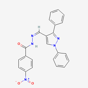 molecular formula C23H17N5O3 B3857306 N'-[(1,3-diphenyl-1H-pyrazol-4-yl)methylene]-4-nitrobenzohydrazide 