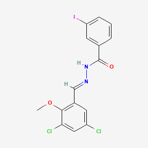 molecular formula C15H11Cl2IN2O2 B3857363 N-[(E)-(3,5-dichloro-2-methoxyphenyl)methylideneamino]-3-iodobenzamide 