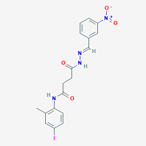 molecular formula C18H17IN4O4 B3857384 N-(4-IODO-2-METHYLPHENYL)-3-{N'-[(E)-(3-NITROPHENYL)METHYLIDENE]HYDRAZINECARBONYL}PROPANAMIDE 