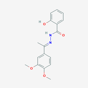 molecular formula C17H18N2O4 B3857466 N-[(E)-1-(3,4-dimethoxyphenyl)ethylideneamino]-2-hydroxybenzamide 