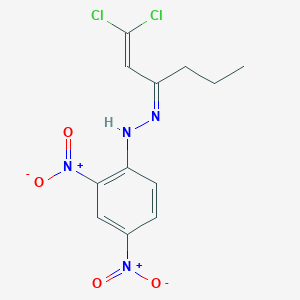 molecular formula C12H12Cl2N4O4 B3857852 N-[(Z)-1,1-dichlorohex-1-en-3-ylideneamino]-2,4-dinitroaniline 