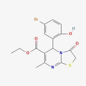 molecular formula C16H15BrN2O4S B3858477 ethyl 5-(5-bromo-2-hydroxyphenyl)-7-methyl-3-oxo-5H-[1,3]thiazolo[3,2-a]pyrimidine-6-carboxylate 