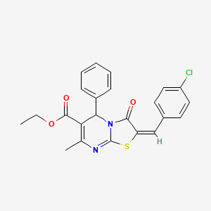 molecular formula C23H19ClN2O3S B3858603 ethyl 2-(4-chlorobenzylidene)-7-methyl-3-oxo-5-phenyl-2,3-dihydro-5H-[1,3]thiazolo[3,2-a]pyrimidine-6-carboxylate 