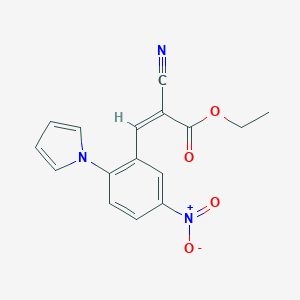 molecular formula C16H13N3O4 B385890 ethyl 2-cyano-3-[5-nitro-2-(1H-pyrrol-1-yl)phenyl]acrylate 