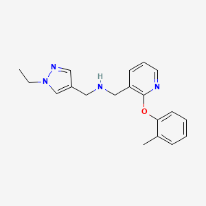 molecular formula C19H22N4O B3858908 N-[(1-ethylpyrazol-4-yl)methyl]-1-[2-(2-methylphenoxy)pyridin-3-yl]methanamine 
