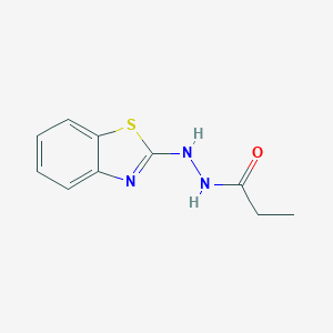 molecular formula C10H11N3OS B038595 Propanoic acid, 2-(2-benzothiazolyl)hydrazide (9CI) CAS No. 123435-26-7