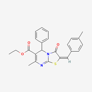 molecular formula C24H22N2O3S B3859513 ethyl (2E)-7-methyl-2-(4-methylbenzylidene)-3-oxo-5-phenyl-2,3-dihydro-5H-[1,3]thiazolo[3,2-a]pyrimidine-6-carboxylate 