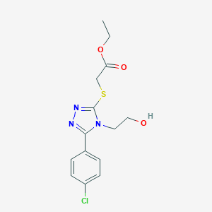 molecular formula C14H16ClN3O3S B385955 ethyl {[5-(4-chlorophenyl)-4-(2-hydroxyethyl)-4H-1,2,4-triazol-3-yl]sulfanyl}acetate 