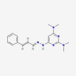 molecular formula C17H22N6 B3859616 N,N,N',N'-tetramethyl-6-{(2E)-2-[(2E)-3-phenylprop-2-en-1-ylidene]hydrazinyl}pyrimidine-2,4-diamine 