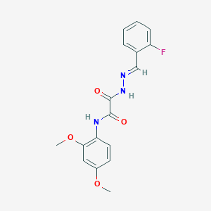 molecular formula C17H16FN3O4 B3859654 N-(2,4-dimethoxyphenyl)-2-[(2E)-2-(2-fluorobenzylidene)hydrazinyl]-2-oxoacetamide 