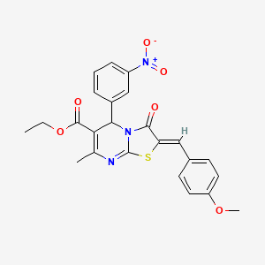 molecular formula C24H21N3O6S B3859740 ethyl (2Z)-2-[(4-methoxyphenyl)methylidene]-7-methyl-5-(3-nitrophenyl)-3-oxo-5H-[1,3]thiazolo[3,2-a]pyrimidine-6-carboxylate 