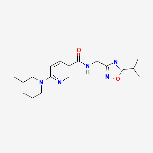 molecular formula C18H25N5O2 B3859860 N-[(5-isopropyl-1,2,4-oxadiazol-3-yl)methyl]-6-(3-methyl-1-piperidinyl)nicotinamide 