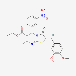 molecular formula C25H23N3O7S B3859919 ethyl (2Z)-2-(3,4-dimethoxybenzylidene)-7-methyl-5-(3-nitrophenyl)-3-oxo-2,3-dihydro-5H-[1,3]thiazolo[3,2-a]pyrimidine-6-carboxylate 