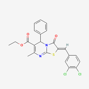 molecular formula C23H18Cl2N2O3S B3860043 ethyl (2Z)-2-[(3,4-dichlorophenyl)methylidene]-7-methyl-3-oxo-5-phenyl-5H-[1,3]thiazolo[3,2-a]pyrimidine-6-carboxylate 