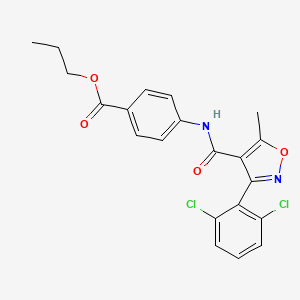 molecular formula C21H18Cl2N2O4 B3860066 PROPYL 4-[3-(2,6-DICHLOROPHENYL)-5-METHYL-1,2-OXAZOLE-4-AMIDO]BENZOATE 