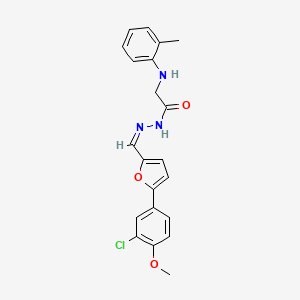 molecular formula C21H20ClN3O3 B3860243 N'-{[5-(3-chloro-4-methoxyphenyl)-2-furyl]methylene}-2-[(2-methylphenyl)amino]acetohydrazide 
