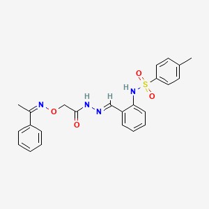 molecular formula C24H24N4O4S B3860336 N-[(E)-[2-[(4-methylphenyl)sulfonylamino]phenyl]methylideneamino]-2-[(Z)-1-phenylethylideneamino]oxyacetamide 