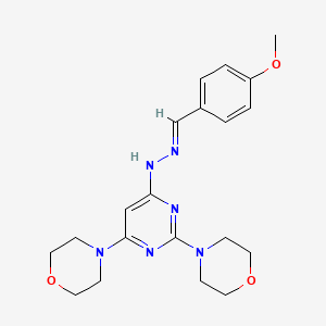 molecular formula C20H26N6O3 B3860407 N-[(E)-(4-methoxyphenyl)methylideneamino]-2,6-dimorpholin-4-ylpyrimidin-4-amine 