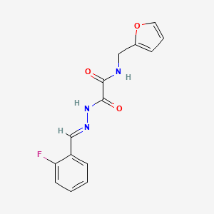molecular formula C14H12FN3O3 B3860485 N'-[(E)-(2-fluorophenyl)methylideneamino]-N-(furan-2-ylmethyl)oxamide 