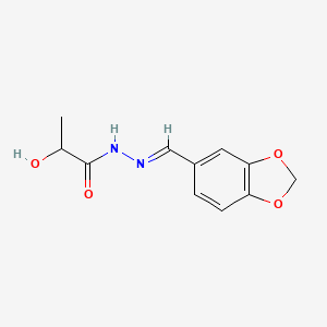molecular formula C11H12N2O4 B3860540 N-[(E)-1,3-benzodioxol-5-ylmethylideneamino]-2-hydroxypropanamide 