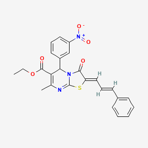 molecular formula C25H21N3O5S B3860837 ethyl (2Z)-7-methyl-5-(3-nitrophenyl)-3-oxo-2-[(E)-3-phenylprop-2-enylidene]-5H-[1,3]thiazolo[3,2-a]pyrimidine-6-carboxylate 
