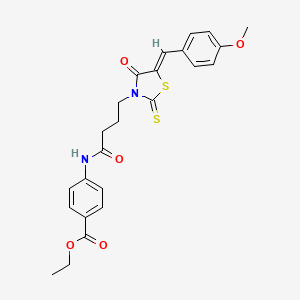 molecular formula C24H24N2O5S2 B3860974 ethyl 4-[4-[(5Z)-5-[(4-methoxyphenyl)methylidene]-4-oxo-2-sulfanylidene-1,3-thiazolidin-3-yl]butanoylamino]benzoate 