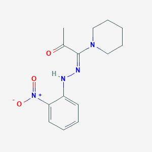 molecular formula C14H18N4O3 B386119 1-({2-Nitrophenyl}hydrazono)-1-(1-piperidinyl)acetone 