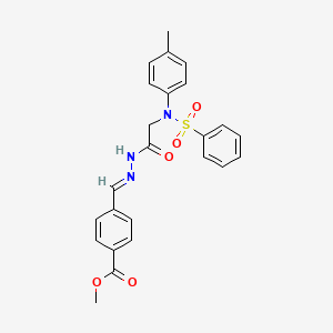 molecular formula C24H23N3O5S B3861276 Methyl 4-[(E)-({2-[N-(4-methylphenyl)benzenesulfonamido]acetamido}imino)methyl]benzoate 