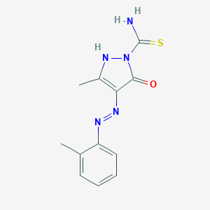 molecular formula C12H13N5OS B386136 3-methyl-4-[(2-methylphenyl)hydrazono]-5-oxo-4,5-dihydro-1H-pyrazole-1-carbothioamide 