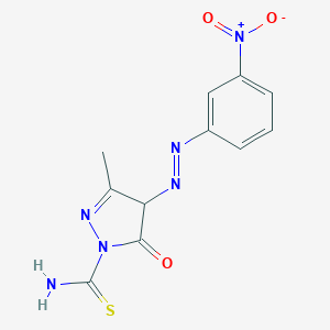 molecular formula C11H10N6O3S B386139 3-Methyl-4-(3-nitro-phenylazo)-5-oxo-4,5-dihydro-pyrazole-1-carbothioic acid amide 