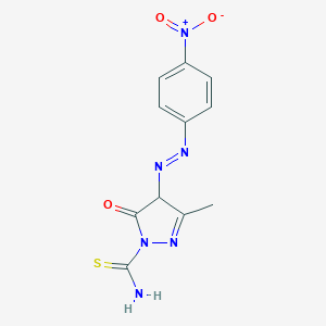 molecular formula C11H10N6O3S B386141 4-({4-nitrophenyl}diazenyl)-3-methyl-5-oxo-4,5-dihydro-1H-pyrazole-1-carbothioamide 