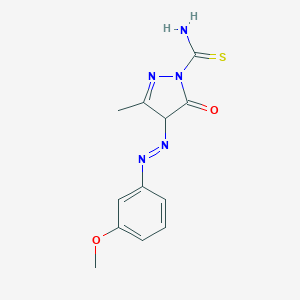 molecular formula C12H13N5O2S B386142 4-[(3-methoxyphenyl)diazenyl]-3-methyl-5-oxo-4,5-dihydro-1H-pyrazole-1-carbothioamide 
