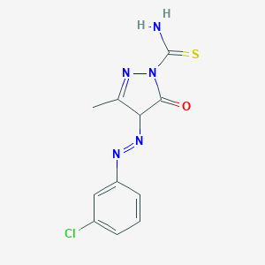 molecular formula C11H10ClN5OS B386143 4-[(3-chlorophenyl)diazenyl]-3-methyl-5-oxo-4,5-dihydro-1H-pyrazole-1-carbothioamide 