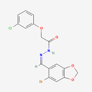 molecular formula C16H12BrClN2O4 B3861468 N'-[(Z)-(6-bromo-1,3-benzodioxol-5-yl)methylidene]-2-(3-chlorophenoxy)acetohydrazide 