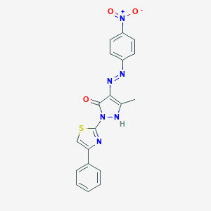 (4Z)-5-methyl-4-[2-(4-nitrophenyl)hydrazinylidene]-2-(4-phenyl-1,3-thiazol-2-yl)-2,4-dihydro-3H-pyrazol-3-one