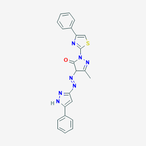 molecular formula C22H17N7OS B386151 5-methyl-4-[(3-phenyl-1H-pyrazol-5-yl)diazenyl]-2-(4-phenyl-1,3-thiazol-2-yl)-2,4-dihydro-3H-pyrazol-3-one 