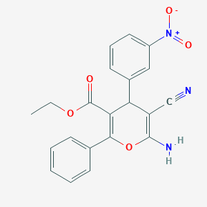 molecular formula C21H17N3O5 B386153 ethyl 6-amino-5-cyano-4-(3-nitrophenyl)-2-phenyl-4H-pyran-3-carboxylate 
