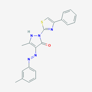 molecular formula C20H17N5OS B386154 (E)-3-Methyl-1-(4-phenylthiazol-2-yl)-4-(2-m-tolylhydrazono)-1H-pyrazol-5(4H)-one 