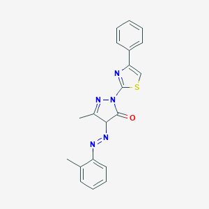 molecular formula C20H17N5OS B386155 5-methyl-4-[(2-methylphenyl)diazenyl]-2-(4-phenyl-1,3-thiazol-2-yl)-2,4-dihydro-3H-pyrazol-3-one 