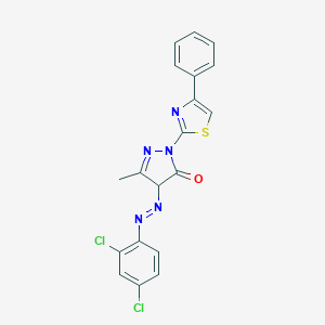 molecular formula C19H13Cl2N5OS B386156 4-[(2,4-dichlorophenyl)diazenyl]-5-methyl-2-(4-phenyl-1,3-thiazol-2-yl)-2,4-dihydro-3H-pyrazol-3-one 