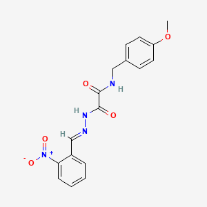 molecular formula C17H16N4O5 B3861583 N-[(4-methoxyphenyl)methyl]-N'-[(E)-(2-nitrophenyl)methylideneamino]oxamide 